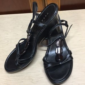 Black Wedge Sandals